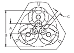 Pitch Circle Three Spindle Drill Head